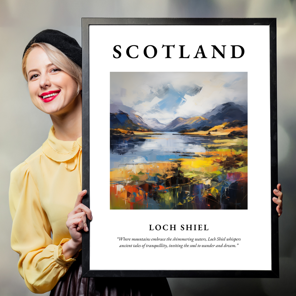 Person holding a poster of Loch Shiel