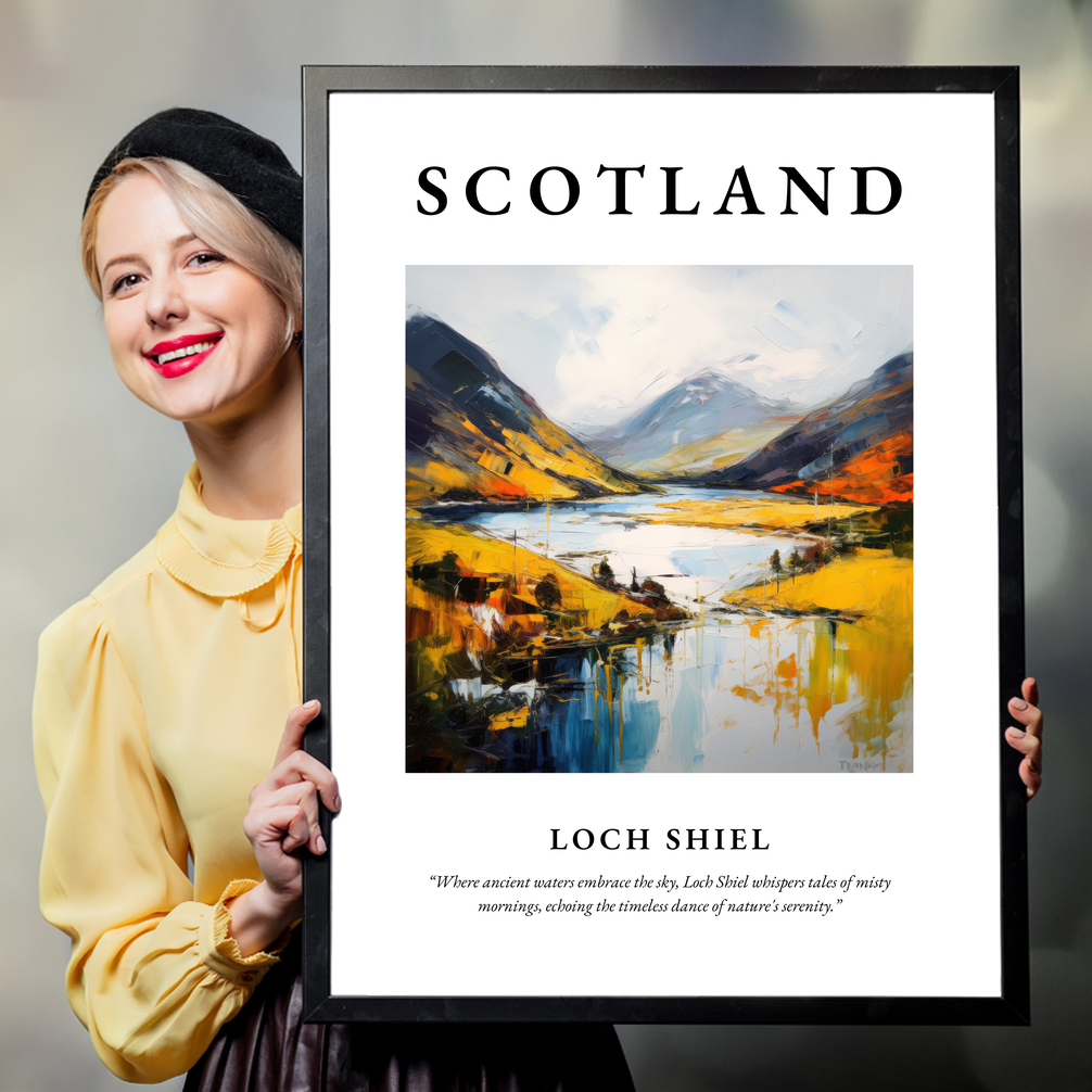 Person holding a poster of Loch Shiel