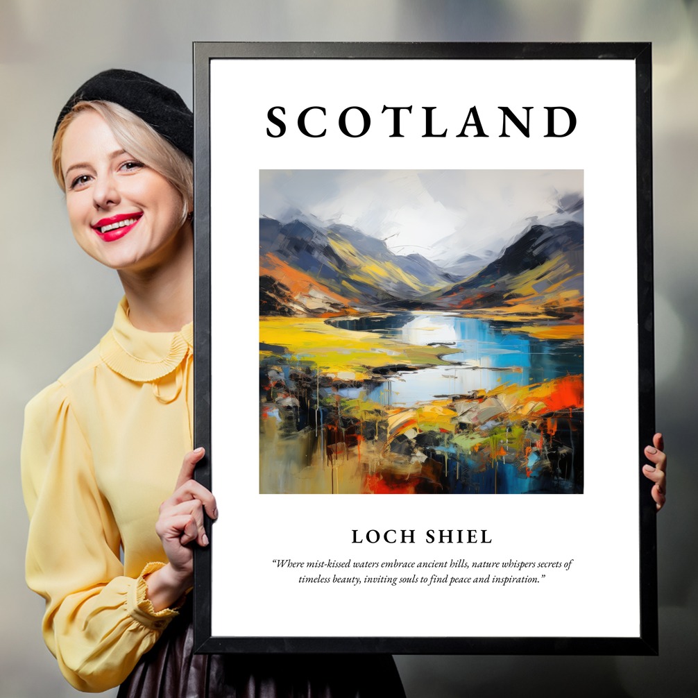 Person holding a poster of Loch Shiel