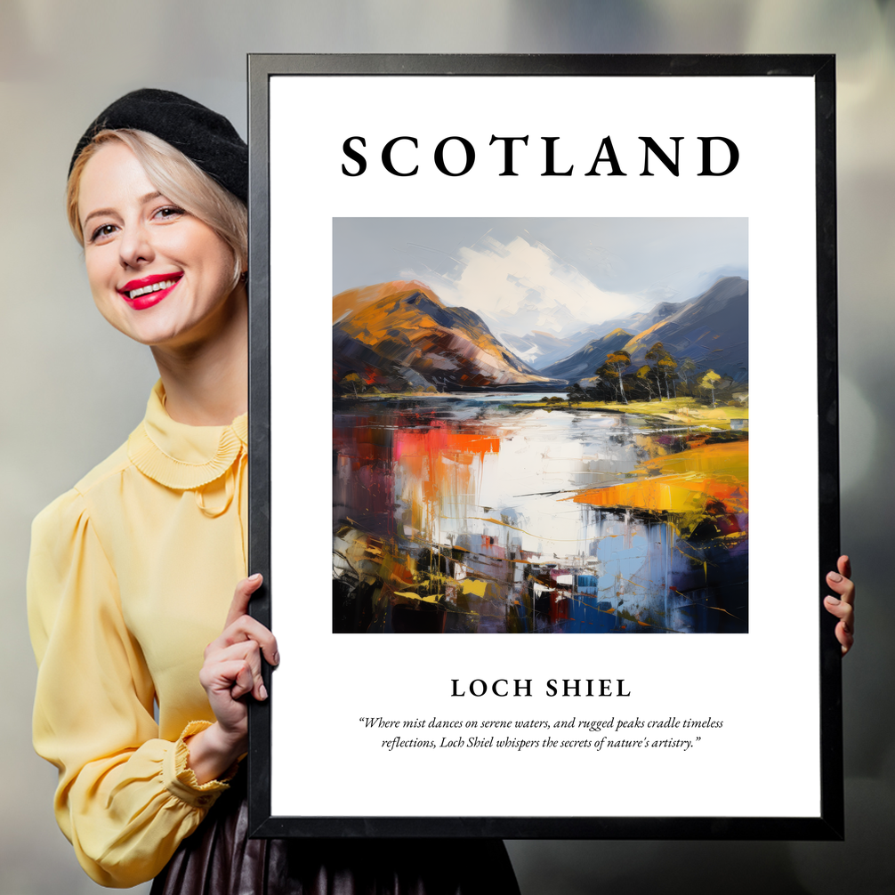 Person holding a poster of Loch Shiel