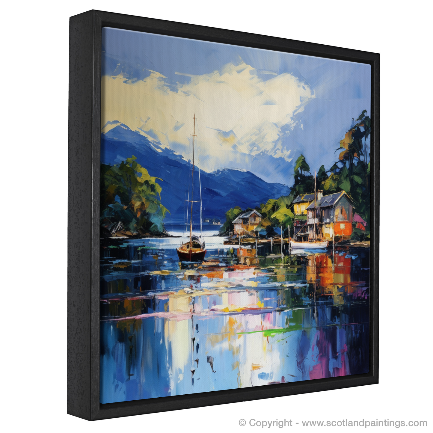 Painting and Art Print of Balmaha Harbour, Loch Lomond entitled "Vibrant Balmaha: An Expressionist Ode to Loch Lomond".