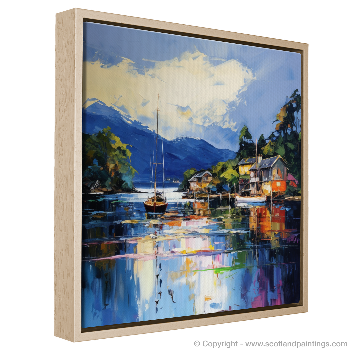 Painting and Art Print of Balmaha Harbour, Loch Lomond entitled "Vibrant Balmaha: An Expressionist Ode to Loch Lomond".