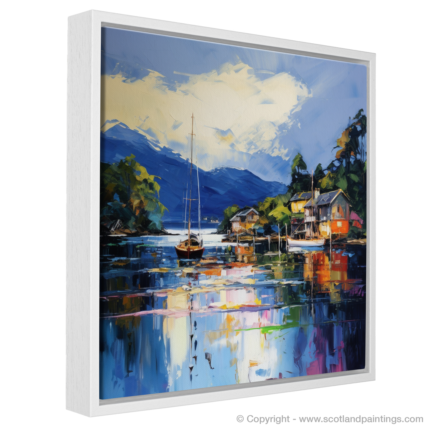 Painting and Art Print of Balmaha Harbour, Loch Lomond entitled "Vibrant Balmaha: An Expressionist Ode to Loch Lomond".