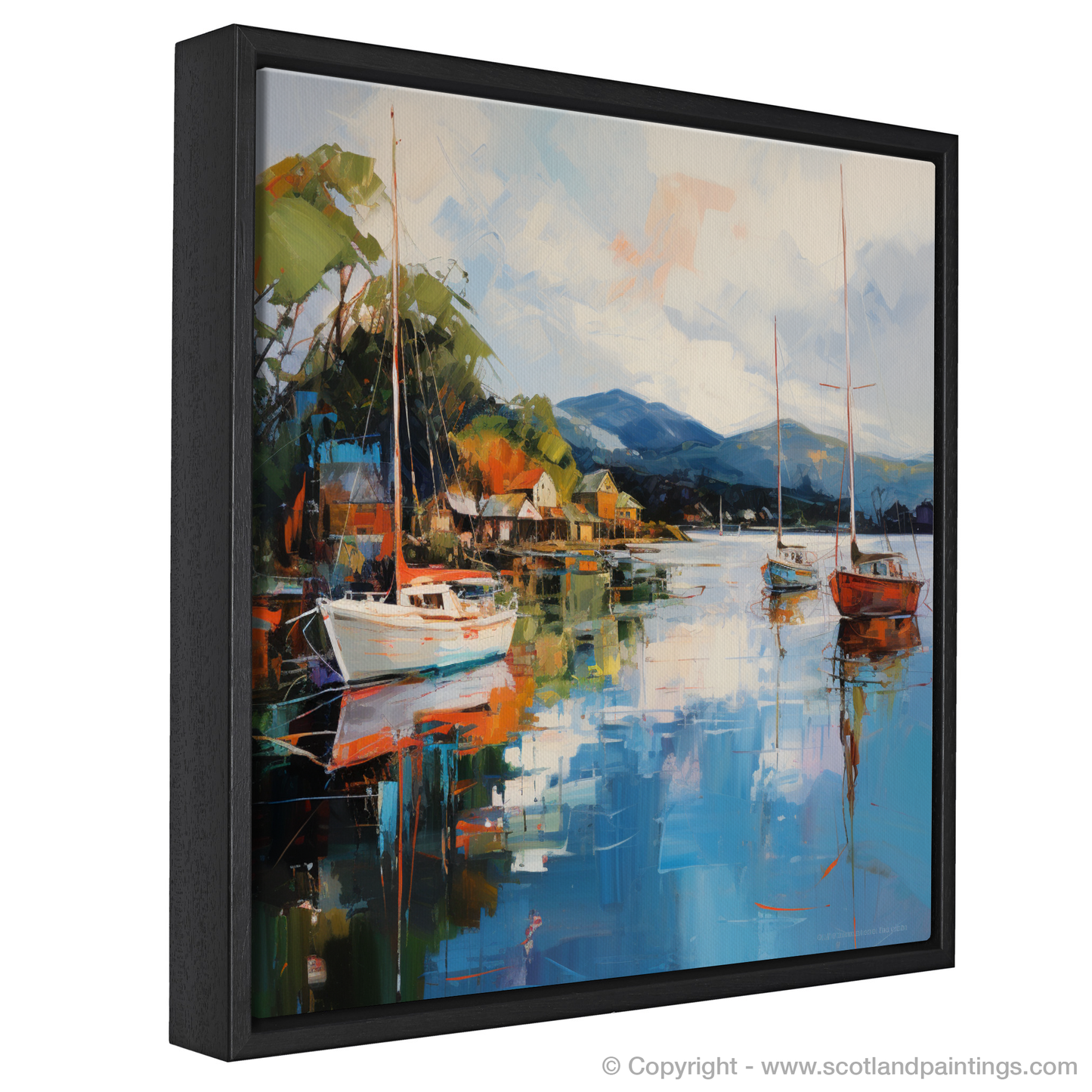 Painting and Art Print of Balmaha Harbour, Loch Lomond entitled "Harbour Serenade at Balmaha Loch Lomond".