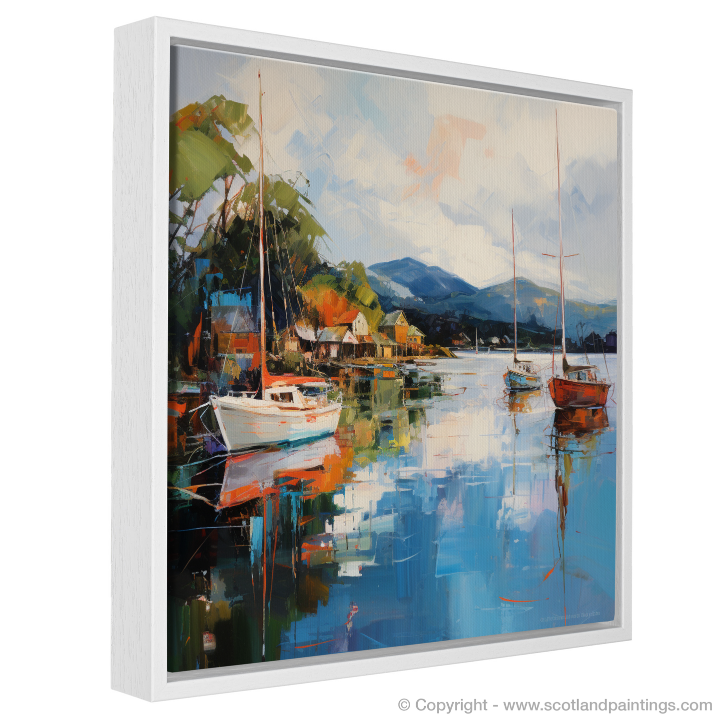 Painting and Art Print of Balmaha Harbour, Loch Lomond entitled "Harbour Serenade at Balmaha Loch Lomond".