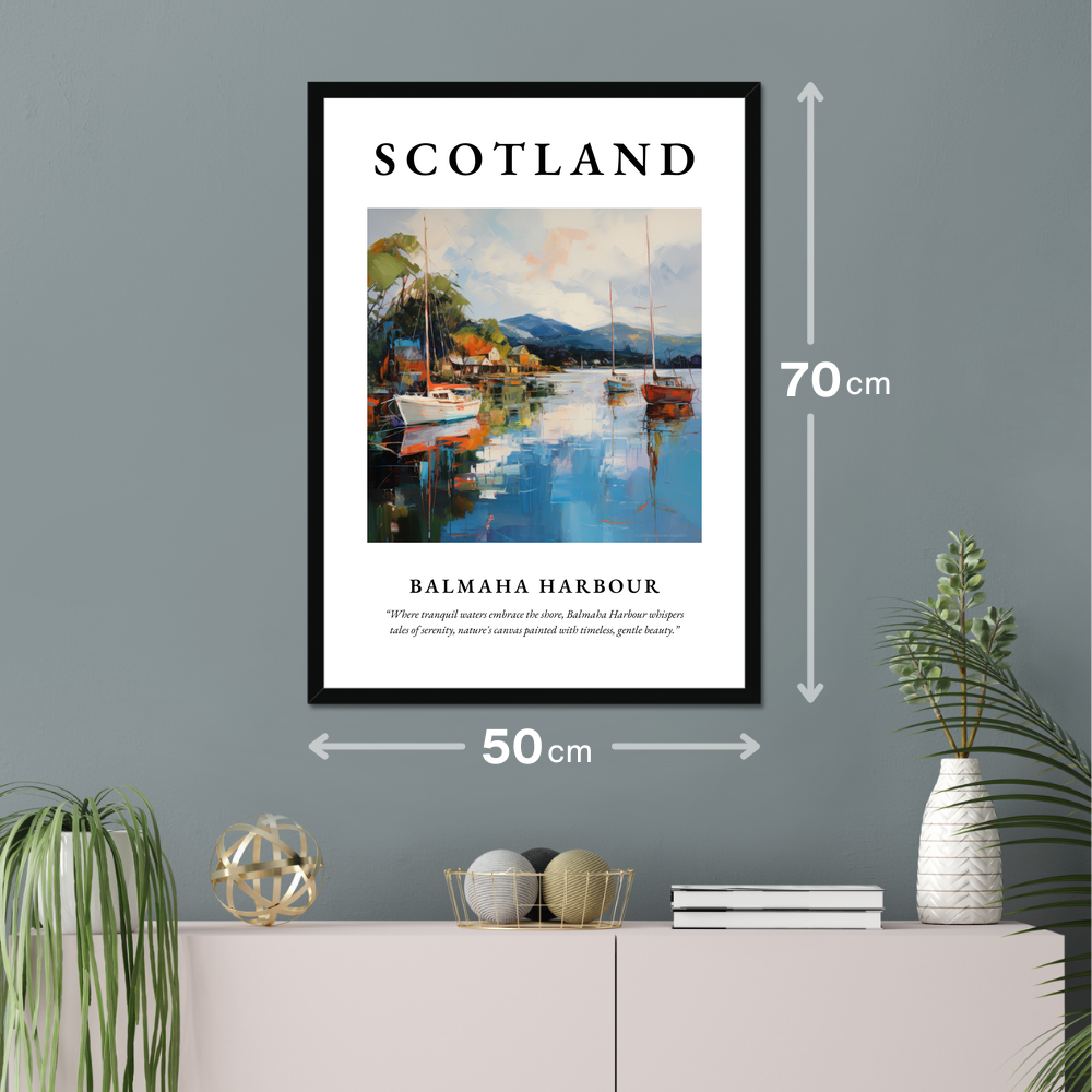 Poster of Balmaha Harbour hanging on a wall