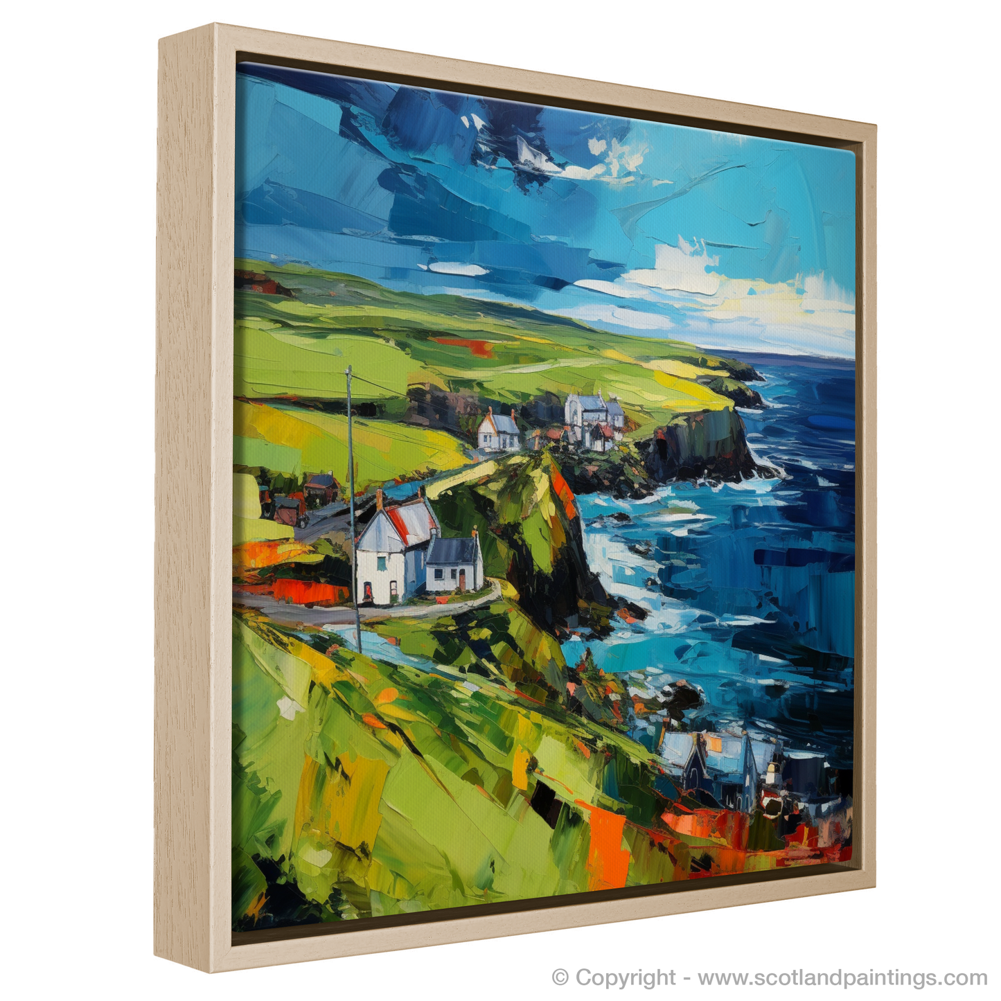 Painting and Art Print of Shetland, North of mainland Scotland entitled "Shetland's Restless Heavens: An Expressionist Journey Through Land, Sea, and Sky".