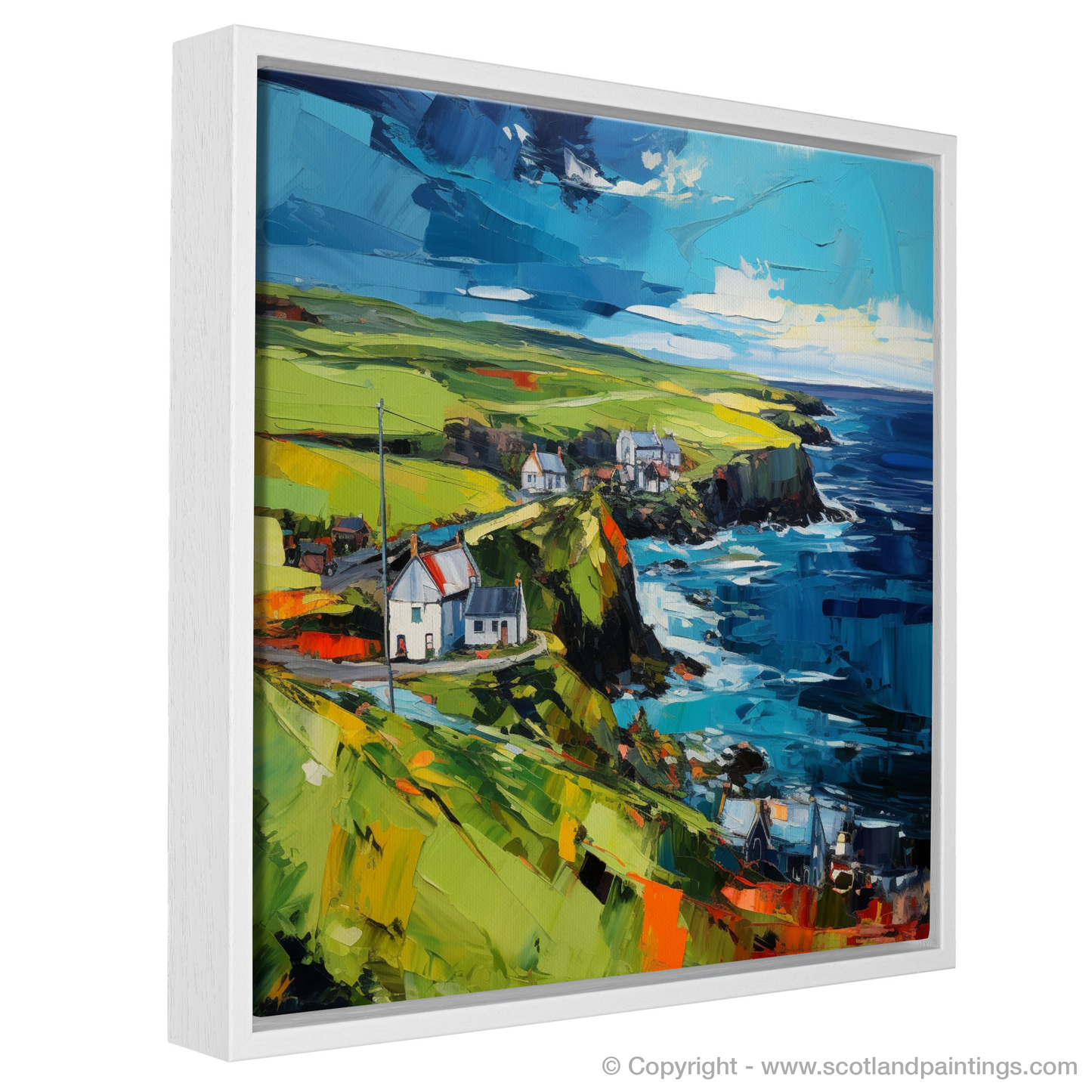 Painting and Art Print of Shetland, North of mainland Scotland entitled "Shetland's Restless Heavens: An Expressionist Journey Through Land, Sea, and Sky".