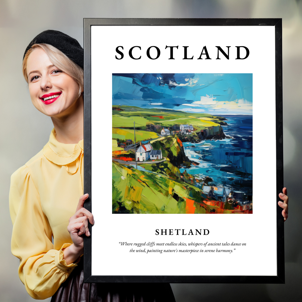 Person holding a poster of Shetland