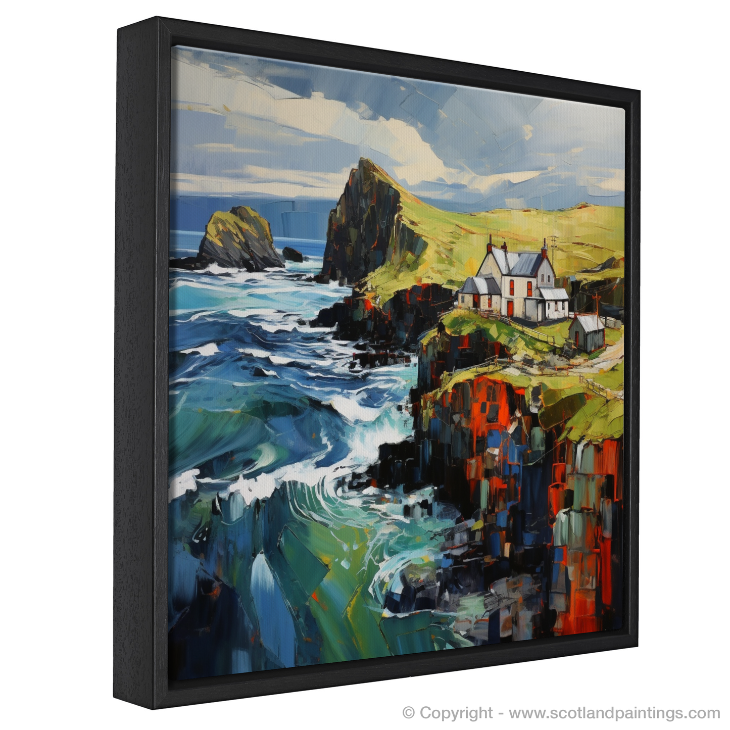 Painting and Art Print of Shetland, North of mainland Scotland entitled "Shetland's Wild Embrace".