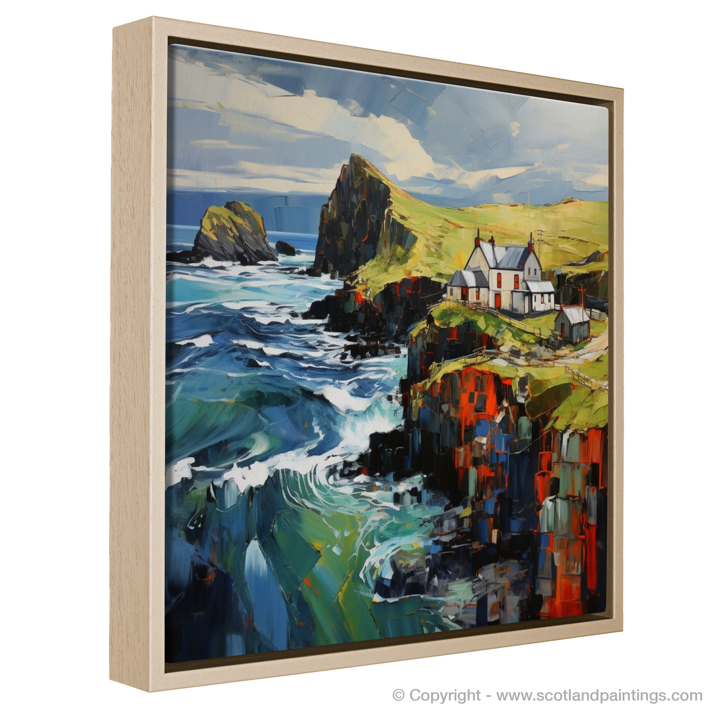 Painting and Art Print of Shetland, North of mainland Scotland entitled "Shetland's Wild Embrace".