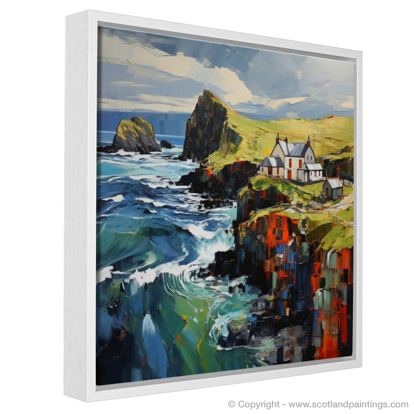 Painting and Art Print of Shetland, North of mainland Scotland entitled "Shetland's Wild Embrace".