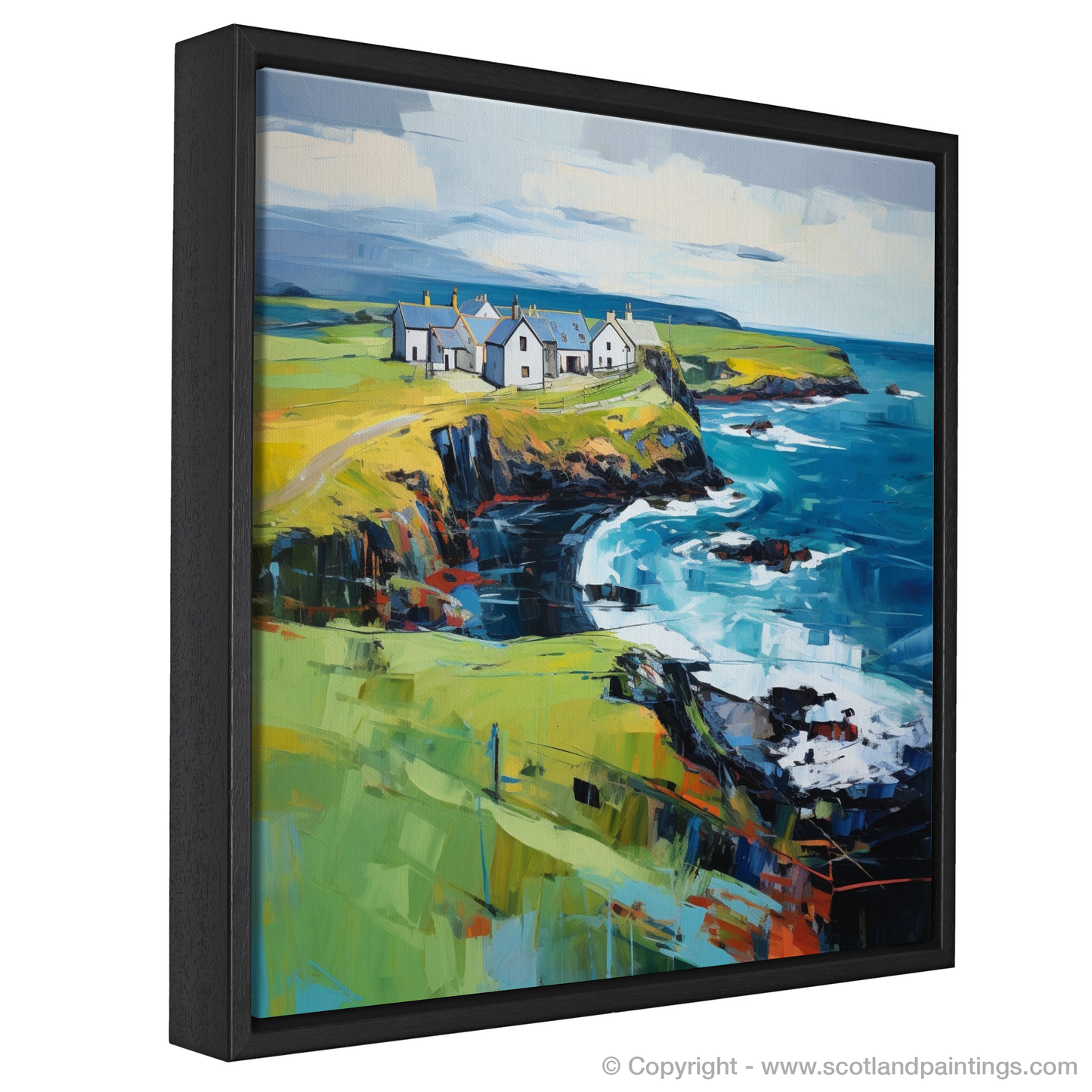 Painting and Art Print of Shetland, North of mainland Scotland entitled "Shetland's Wild Harmony: An Expressionist Ode".