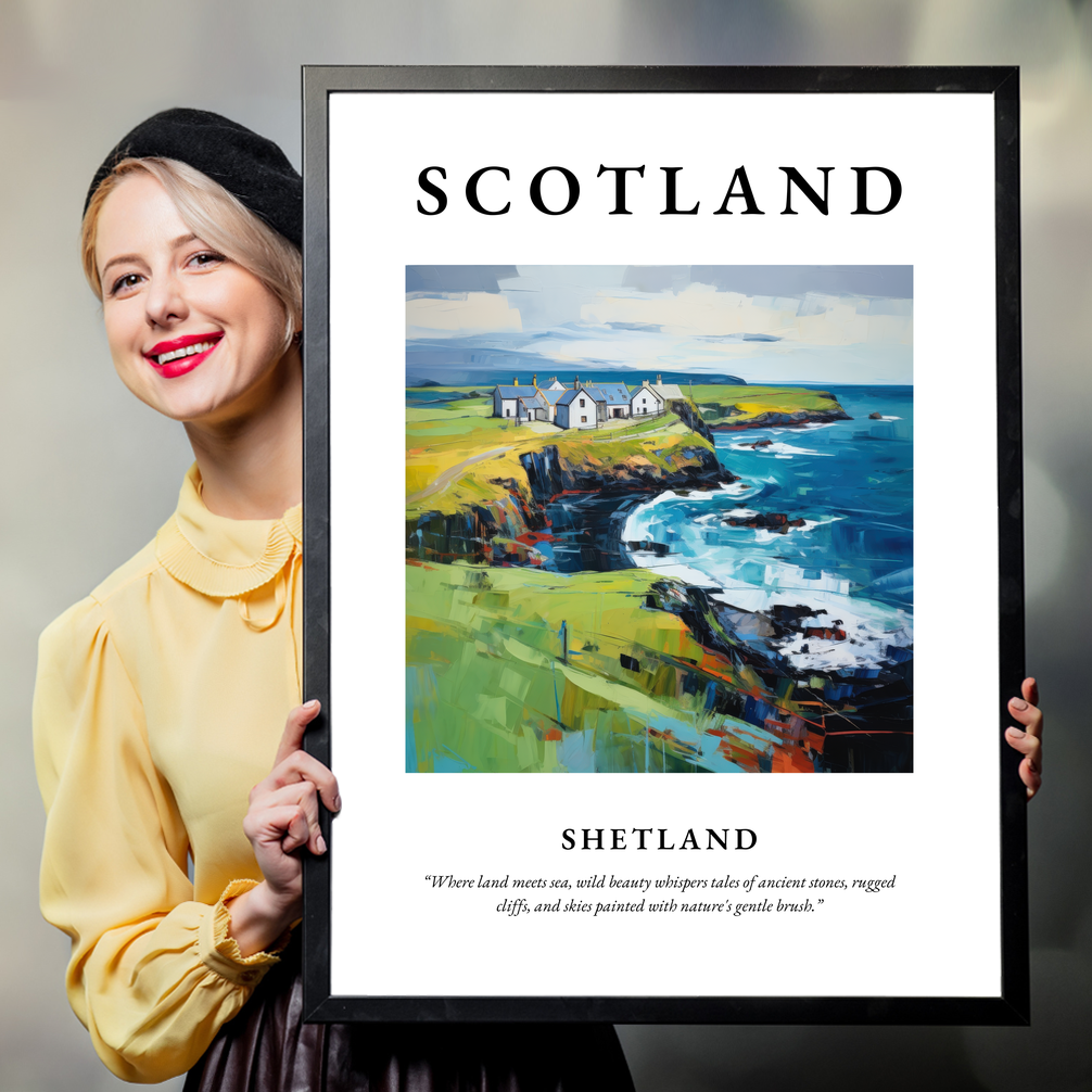 Person holding a poster of Shetland