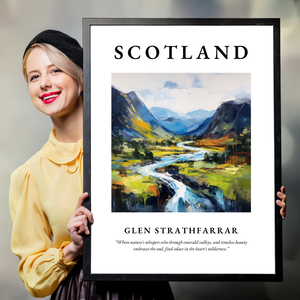 Person holding a poster of Glen Strathfarrar