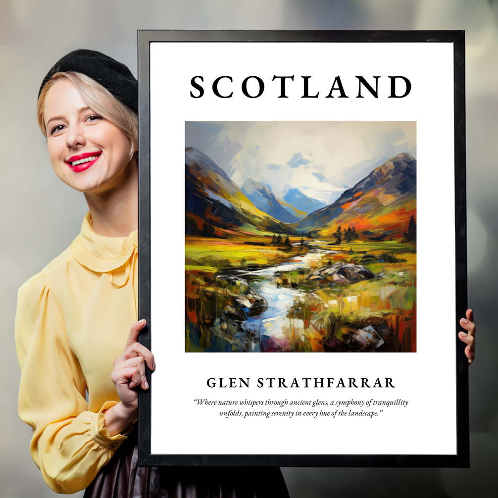 Person holding a poster of Glen Strathfarrar