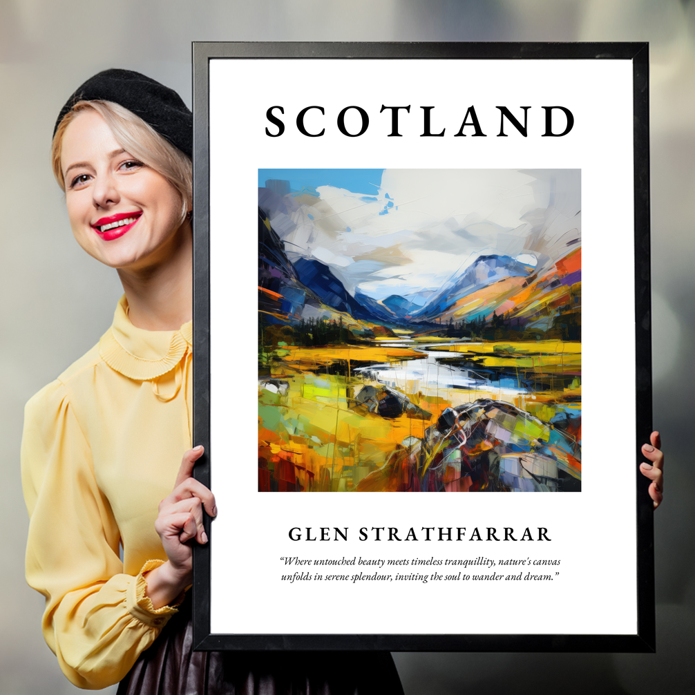 Person holding a poster of Glen Strathfarrar