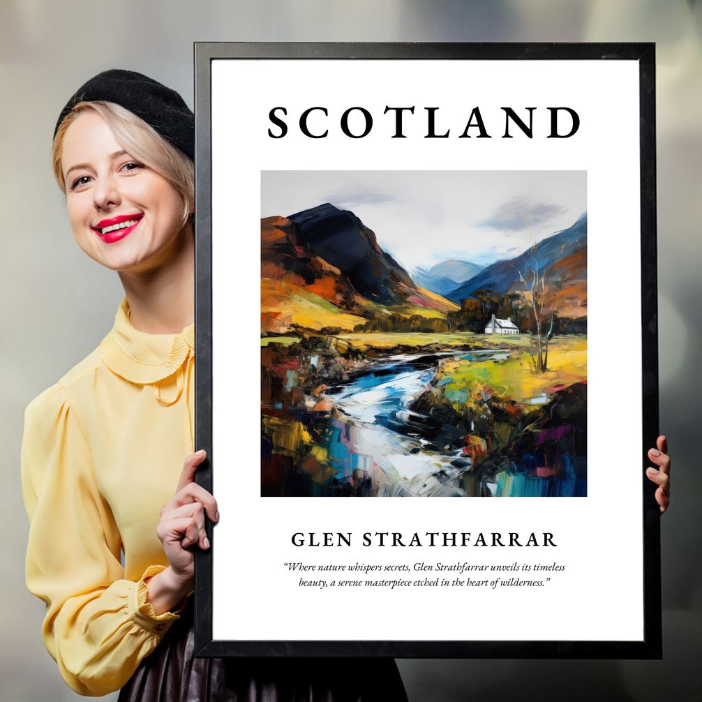 Person holding a poster of Glen Strathfarrar