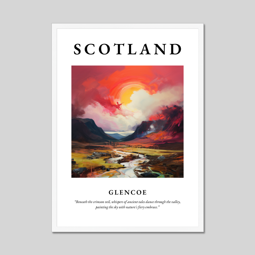 Poster in a white frame with the word Scotland