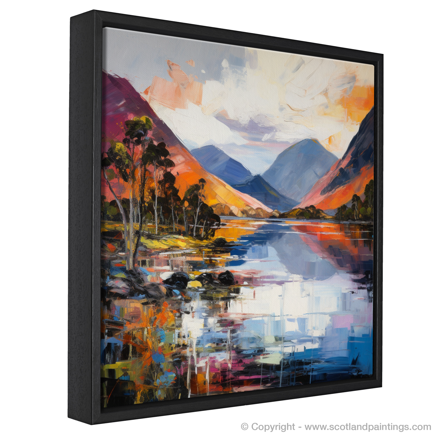 Painting and Art Print of Loch Lochy, Highlands entitled "Fiery Skies over Loch Lochy: An Expressionist Homage to the Scottish Highlands".