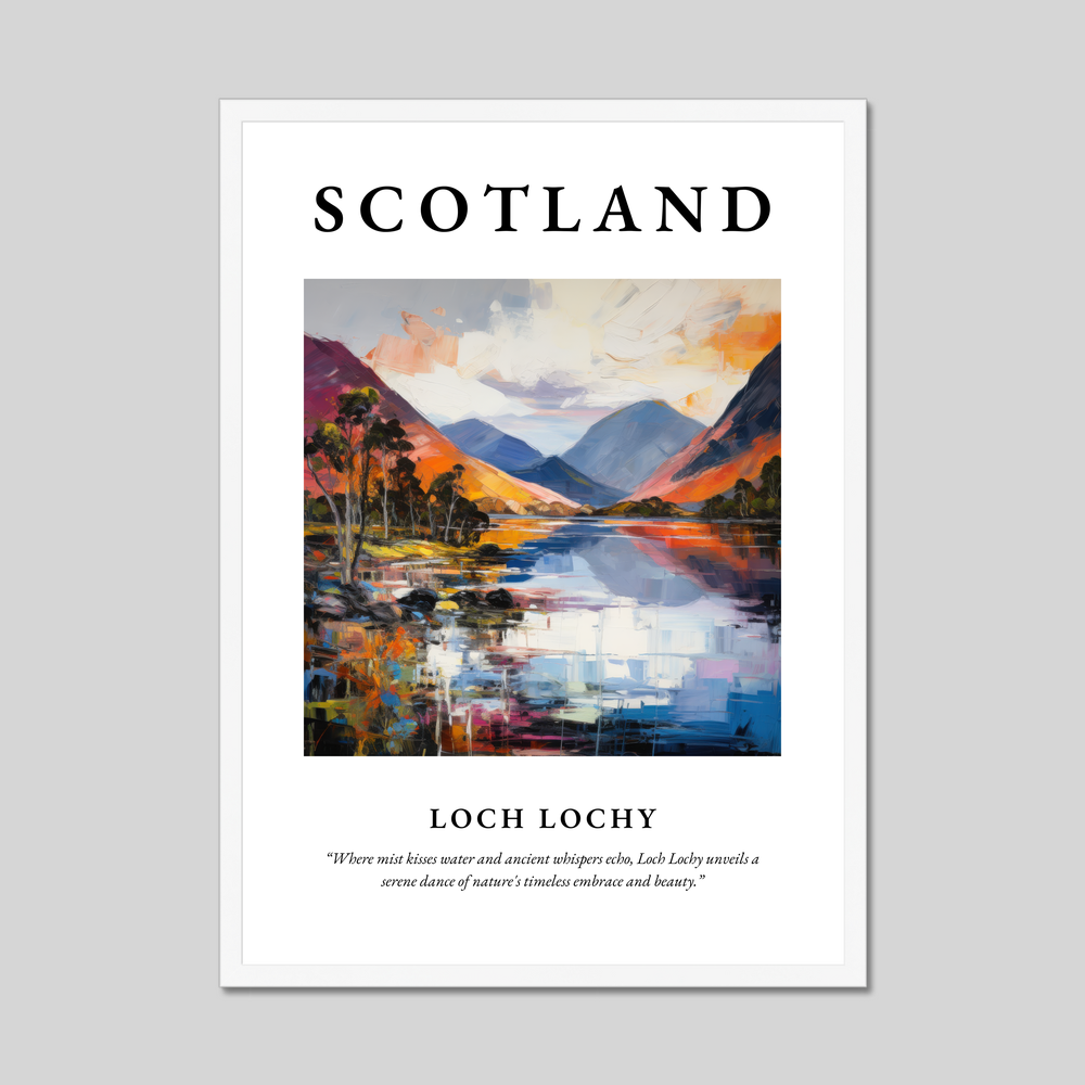 Poster in a white frame with the word Scotland