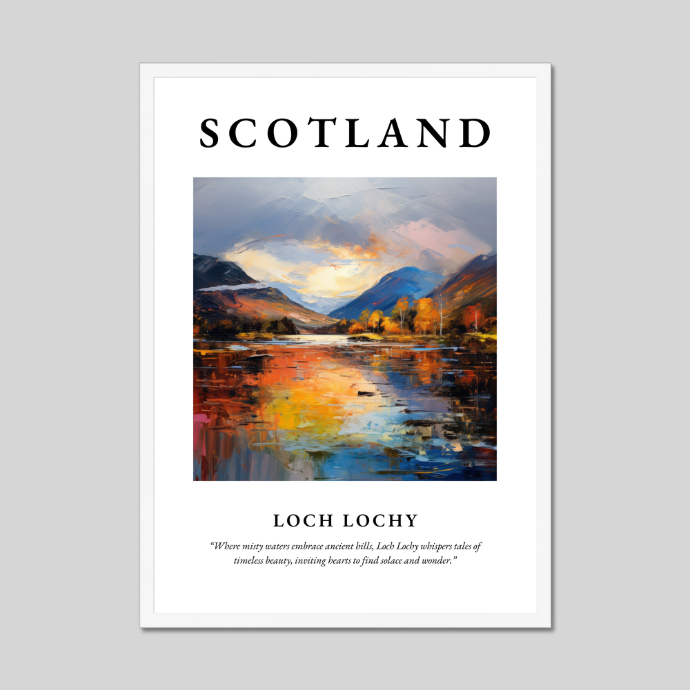 Poster in a white frame with the word Scotland