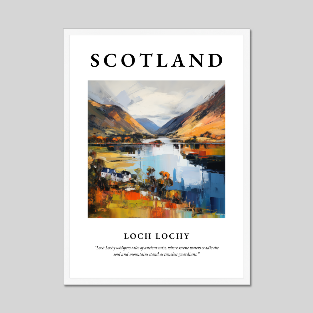 Poster in a white frame with the word Scotland