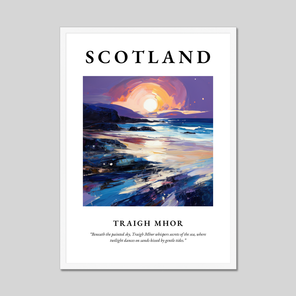 Poster in a white frame with the word Scotland