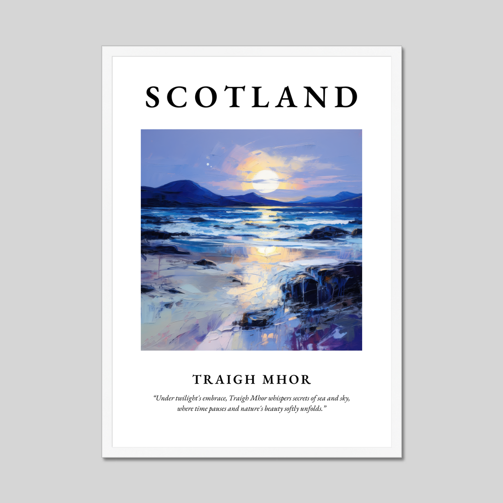 Poster in a white frame with the word Scotland