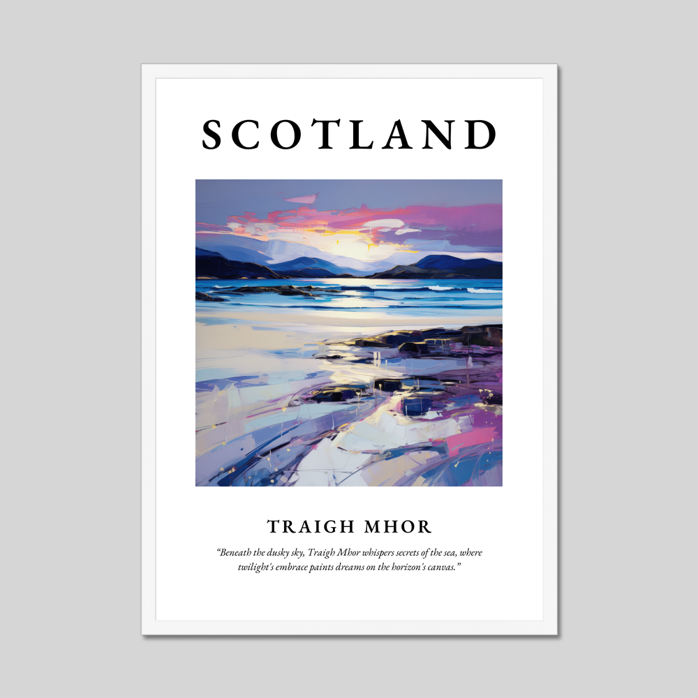 Poster in a white frame with the word Scotland