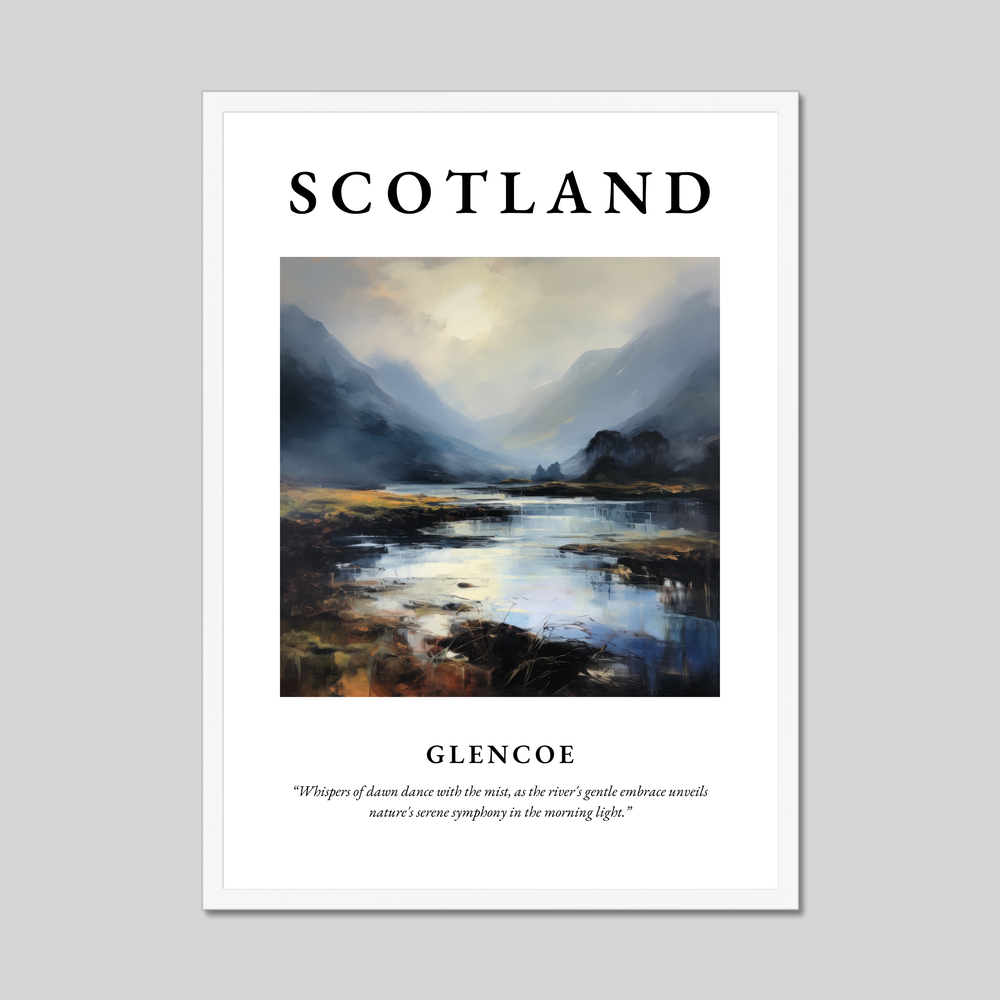 Poster in a white frame with the word Scotland