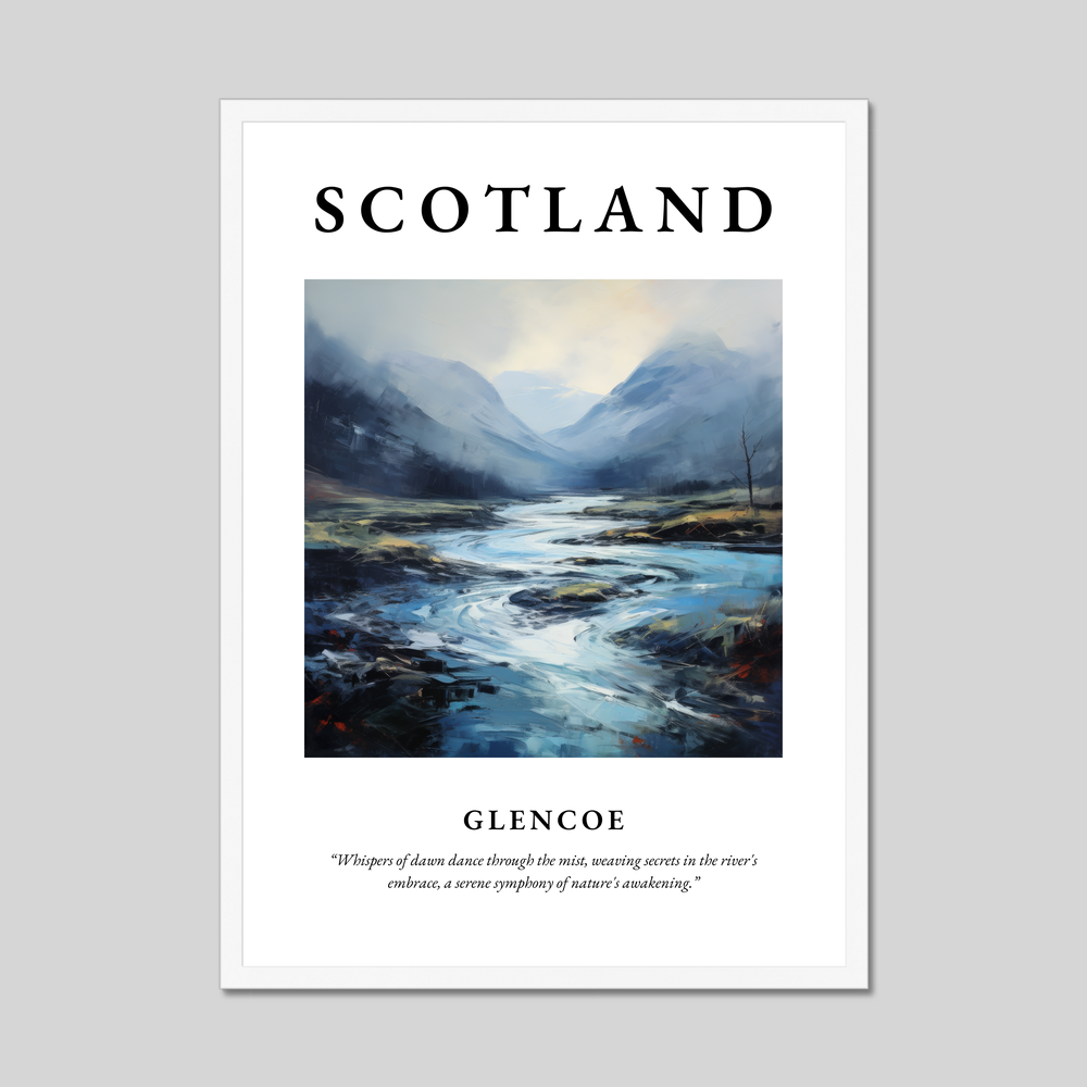 Poster in a white frame with the word Scotland