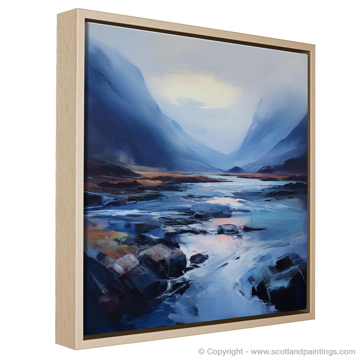 Painting and Art Print of Mist over river at dawn in Glencoe entitled "Dawn's Embrace over Glencoe River".