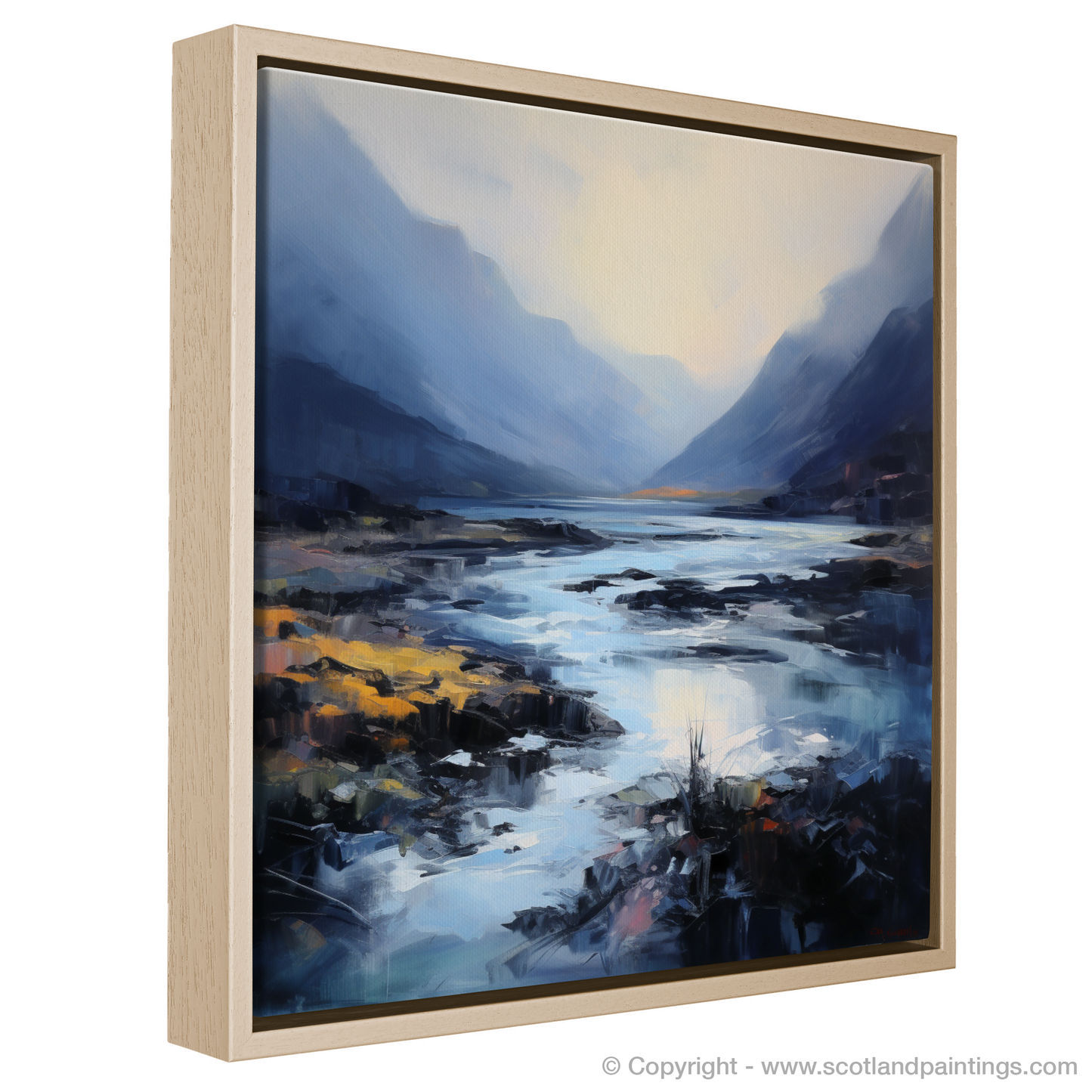 Painting and Art Print of Mist over river at dawn in Glencoe entitled "Mist Over River at Dawn: An Expressionist Tribute to Glencoe's Ethereal Beauty".