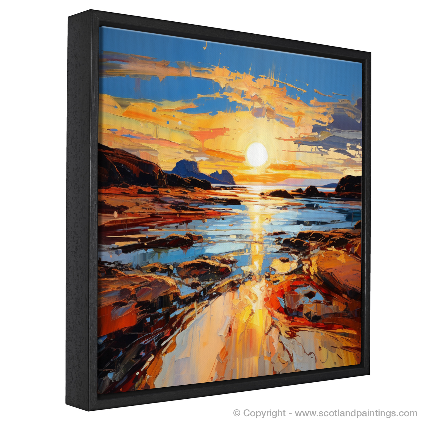 Painting and Art Print of Sound of Iona at golden hour entitled "Golden Hour Symphony: The Sound of Iona".