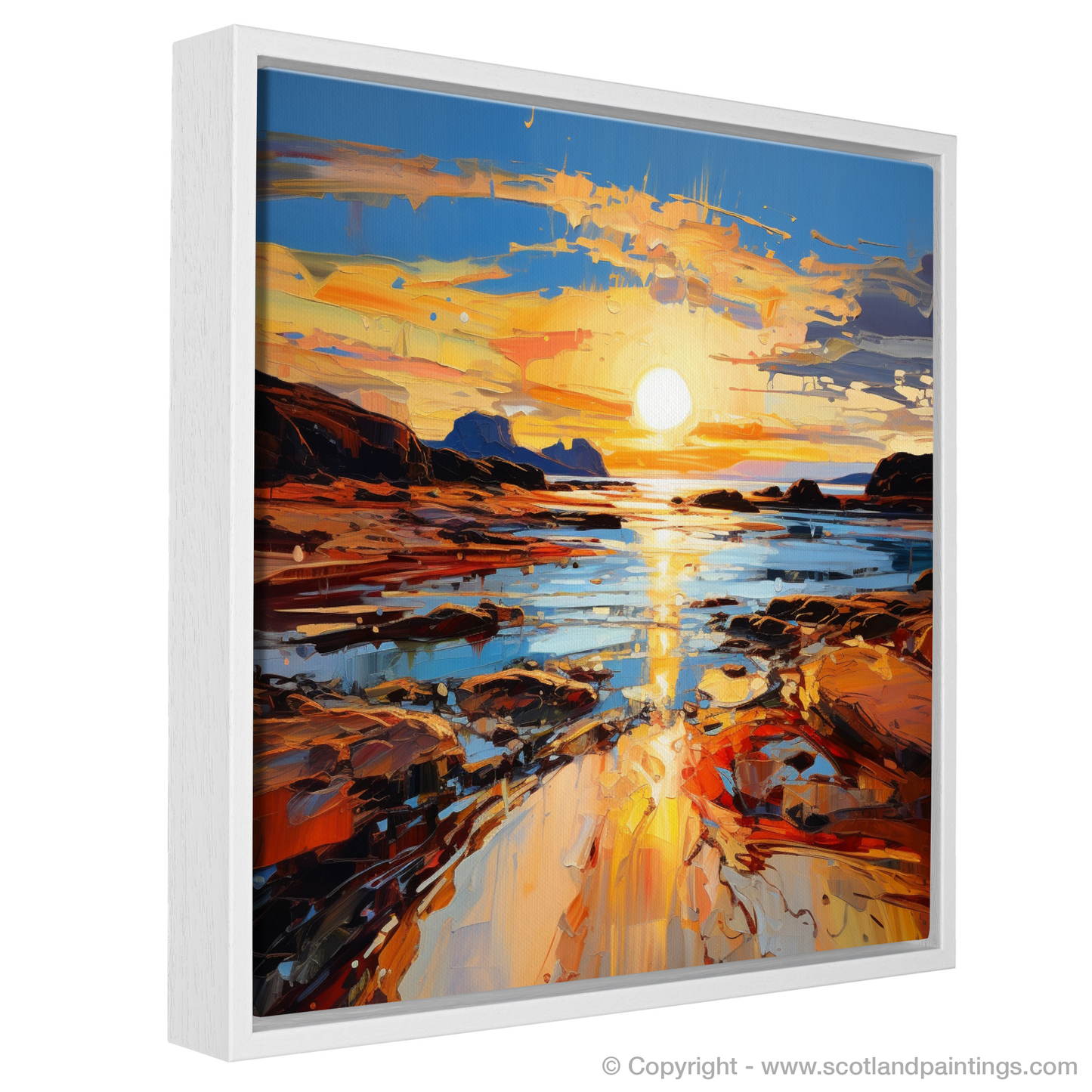 Painting and Art Print of Sound of Iona at golden hour entitled "Golden Hour Symphony: The Sound of Iona".