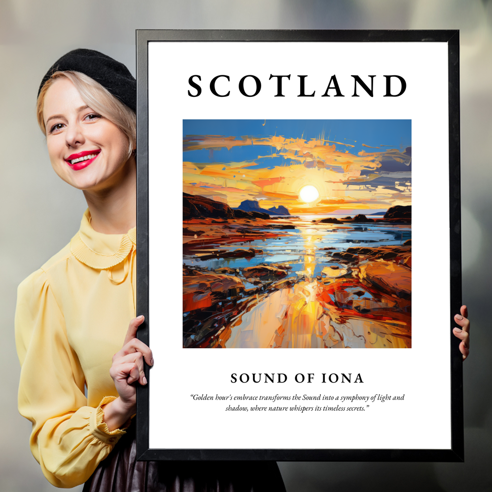 Person holding a poster of Sound of Iona