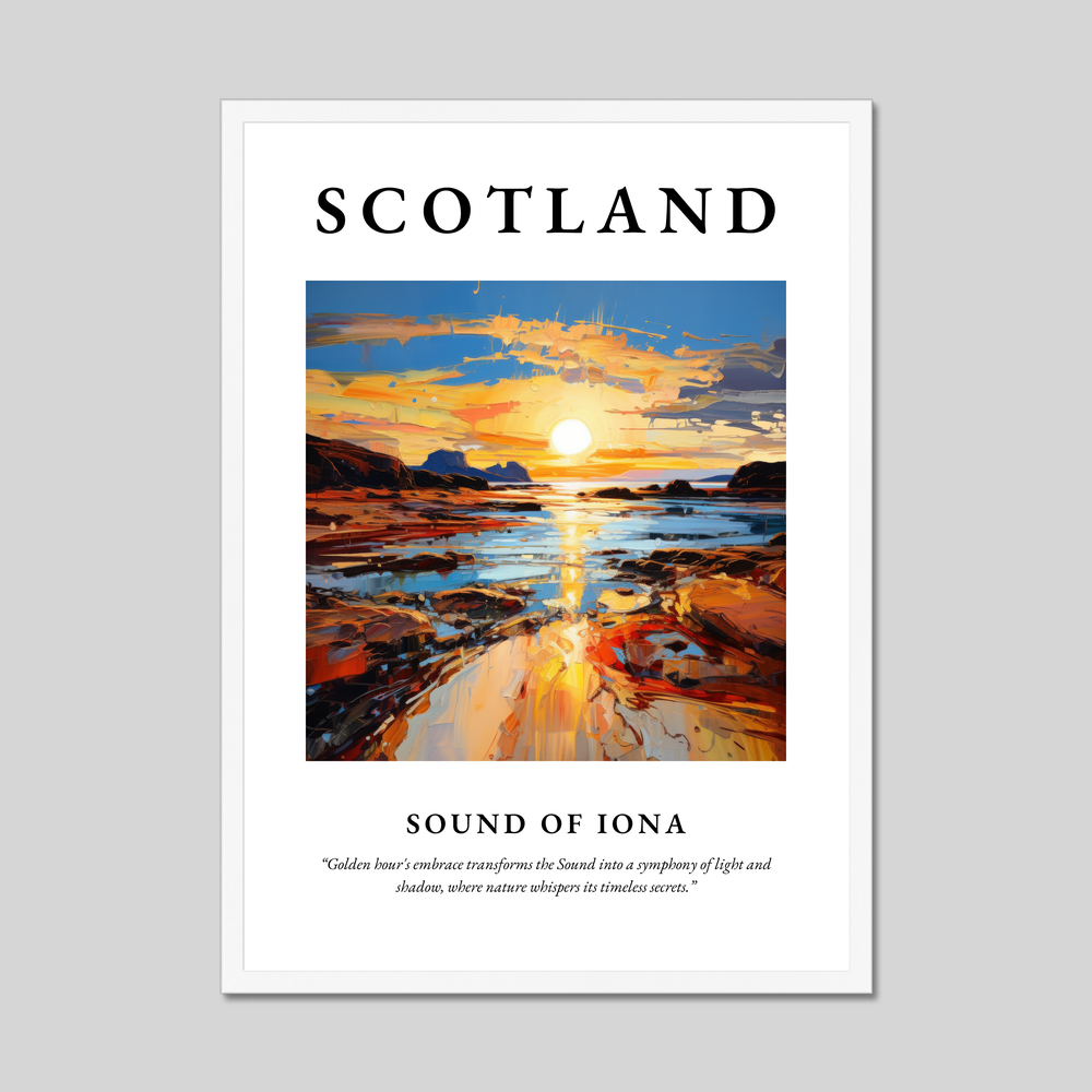 Poster in a white frame with the word Scotland