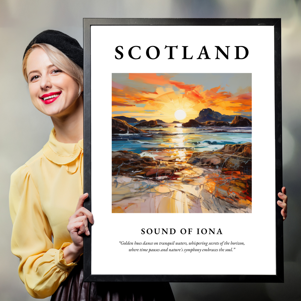 Person holding a poster of Sound of Iona