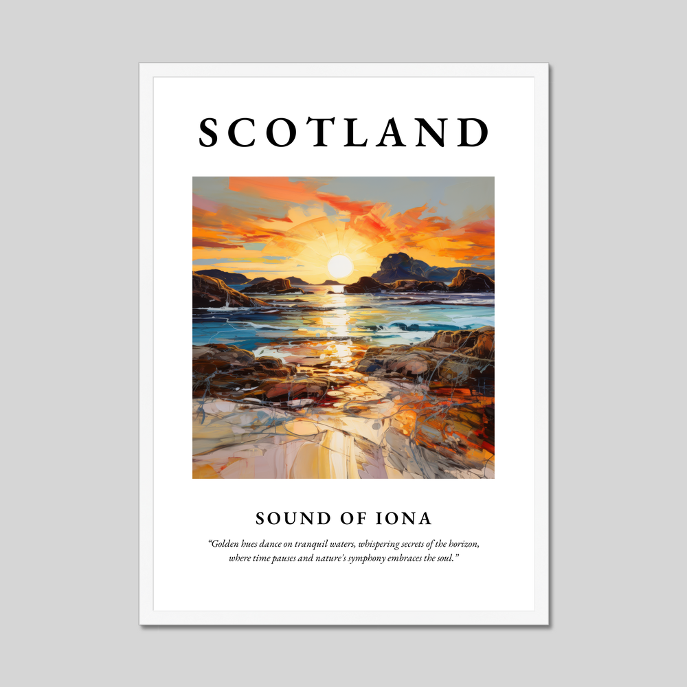 Poster in a white frame with the word Scotland