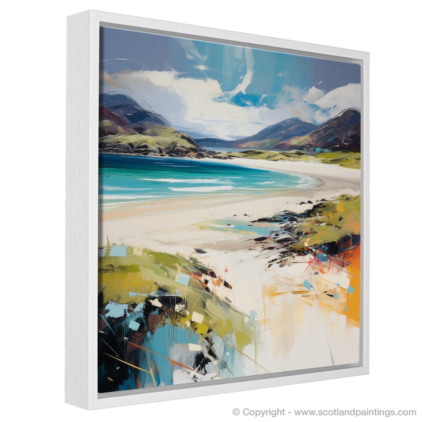 Painting and Art Print of Luskentyre Beach, Isle of Harris entitled "Luskentyre Beach: An Expressionist Ode to Scottish Shores".