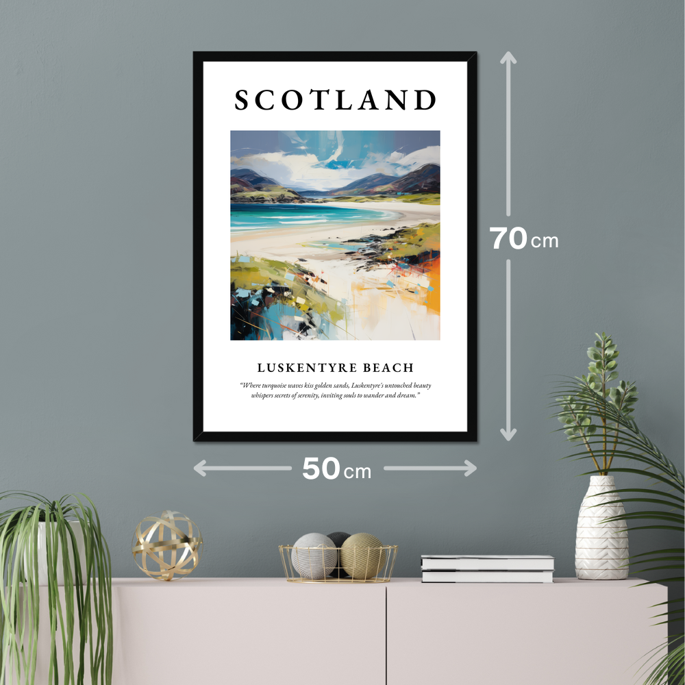 Poster of Luskentyre Beach hanging on a wall