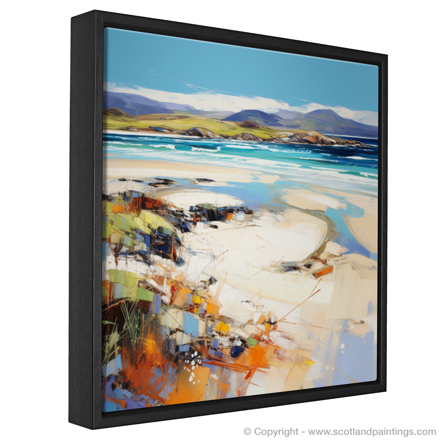 Painting and Art Print of Luskentyre Beach, Isle of Harris entitled "Luskentyre Beach Essence: An Expressionist Ode to Hebridean Beauty".