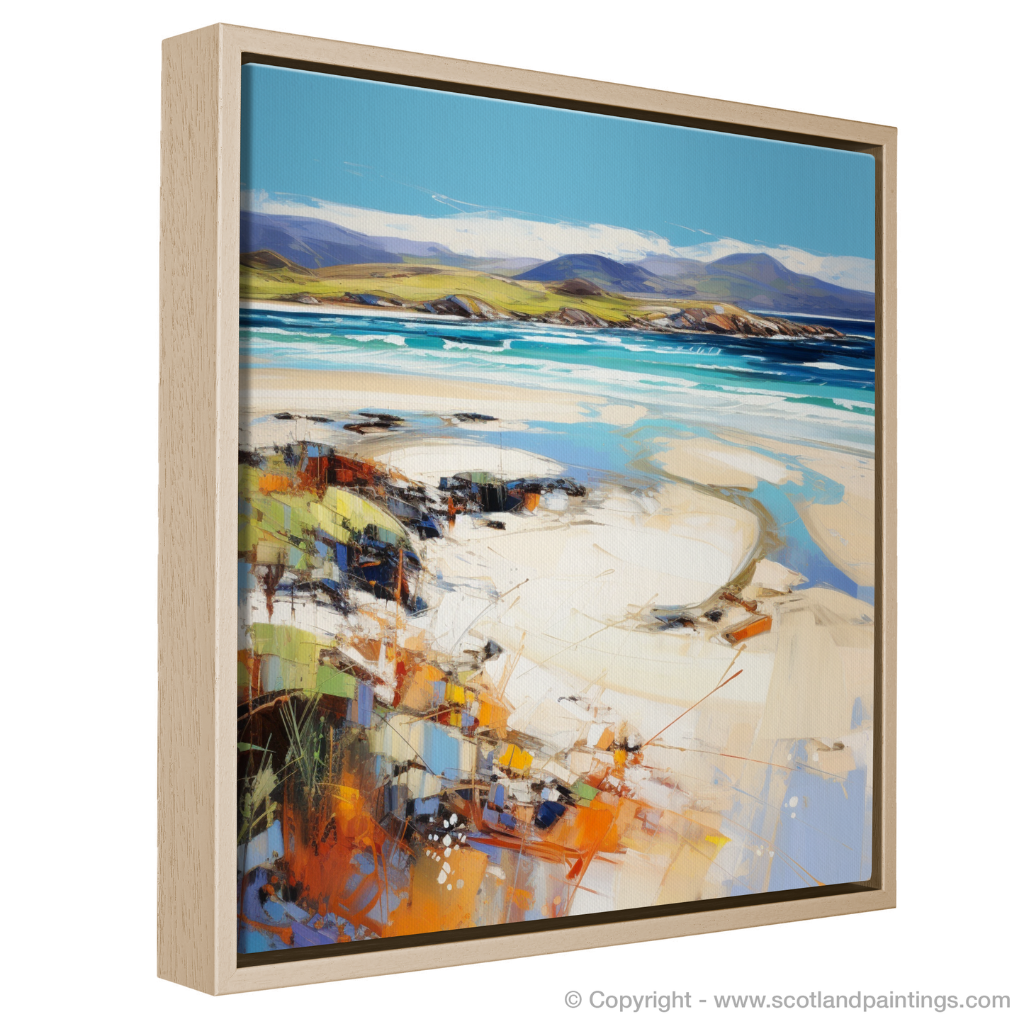 Painting and Art Print of Luskentyre Beach, Isle of Harris entitled "Luskentyre Beach Essence: An Expressionist Ode to Hebridean Beauty".