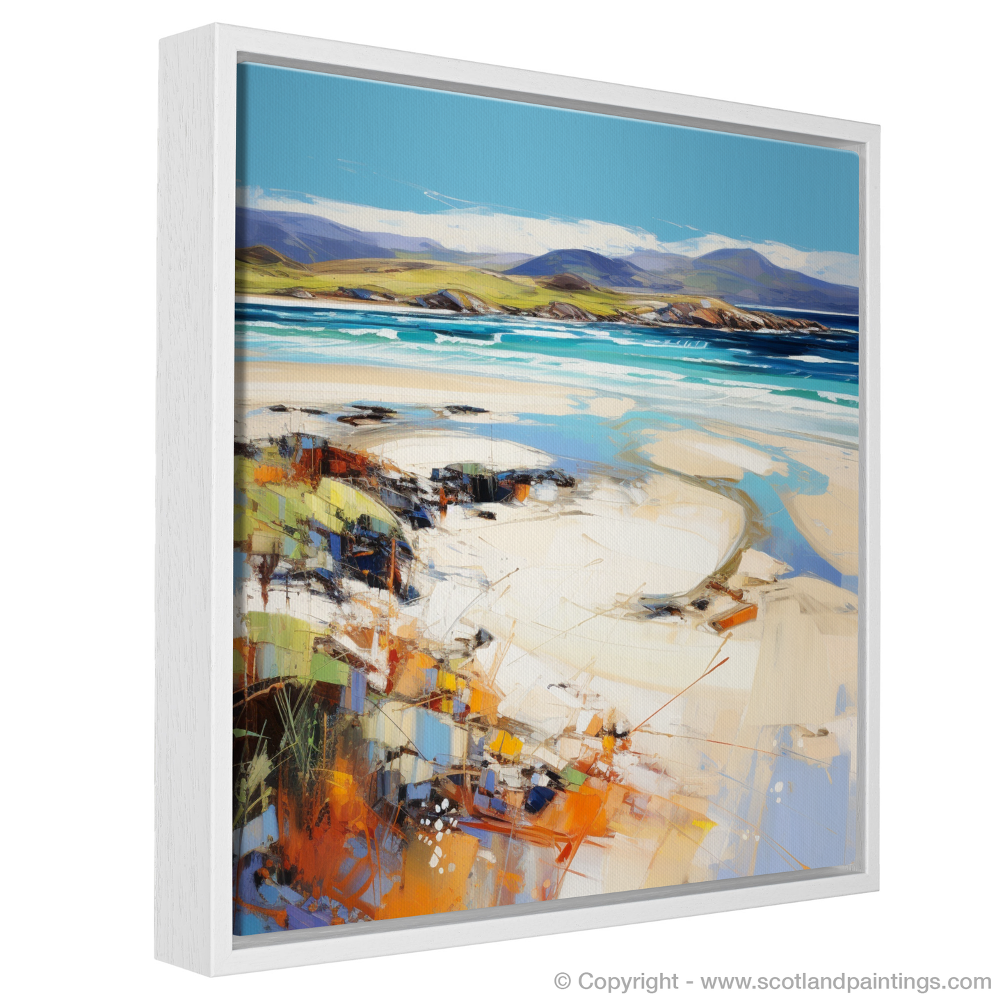 Painting and Art Print of Luskentyre Beach, Isle of Harris entitled "Luskentyre Beach Essence: An Expressionist Ode to Hebridean Beauty".