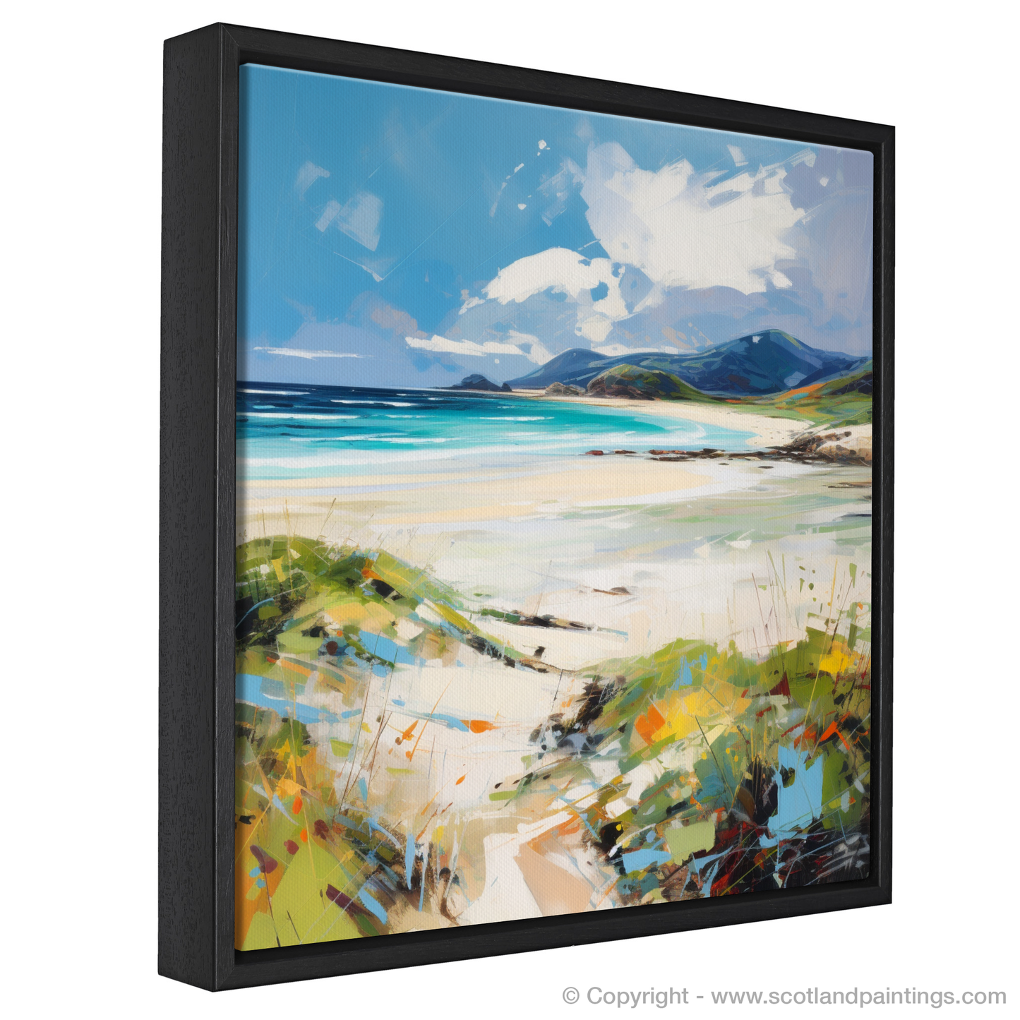 Painting and Art Print of Luskentyre Beach, Isle of Harris entitled "Wild Whispers of Luskentyre Beach - An Expressionist Ode to Scotland's Coastal Gem".