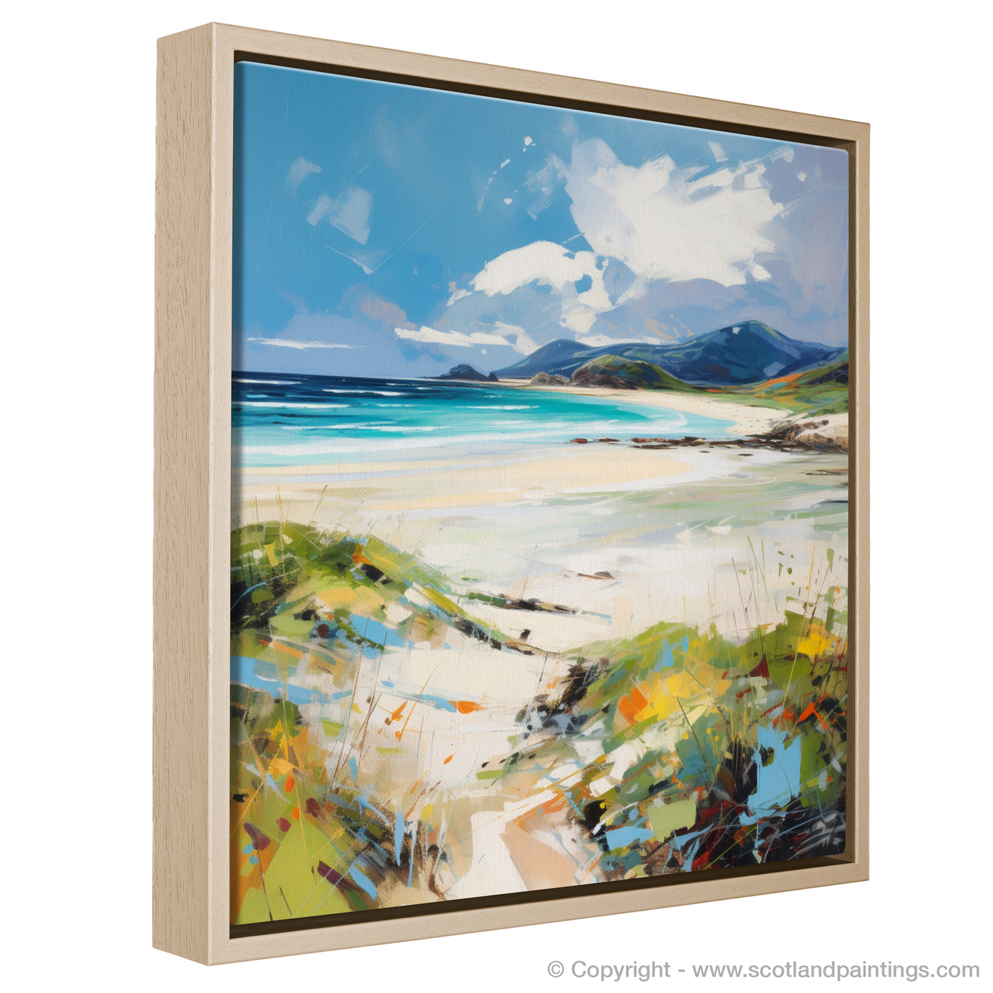 Painting and Art Print of Luskentyre Beach, Isle of Harris entitled "Wild Whispers of Luskentyre Beach - An Expressionist Ode to Scotland's Coastal Gem".