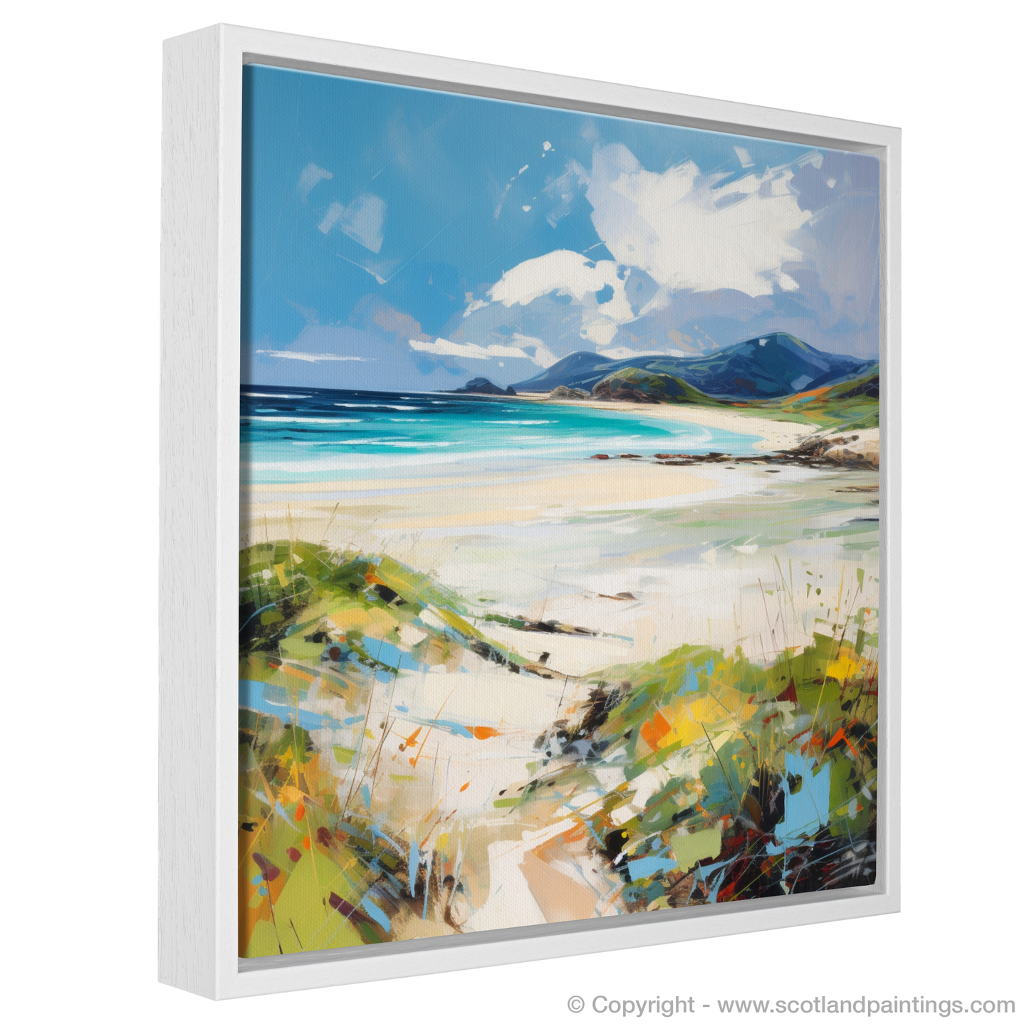 Painting and Art Print of Luskentyre Beach, Isle of Harris entitled "Wild Whispers of Luskentyre Beach - An Expressionist Ode to Scotland's Coastal Gem".