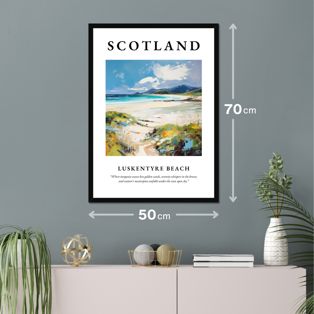 Poster of Luskentyre Beach hanging on a wall