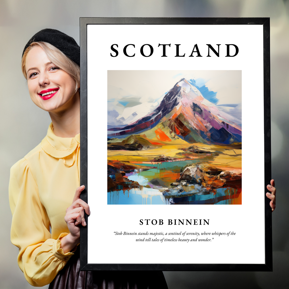 Person holding a poster of Stob Binnein